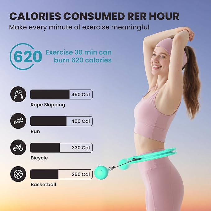 Weighted Hula Infinity Fitness Hoop for Adult Weight Loss, 2 in 1 Smart Fitness Workout Hula Circle Hoops with 26 Detachable Knots, Exercise Fit Hoop Suitable for Women and Beginners