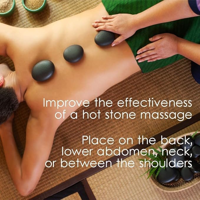 Maxdee Massage Stones Essential Hot Stones for Massage, 6 Large Hot Stones Massage Kit Hot Rocks Massage Stones for Professional or Home Spa, Foot Heater, Relaxing, Healing, Pain Relief, 3.14"