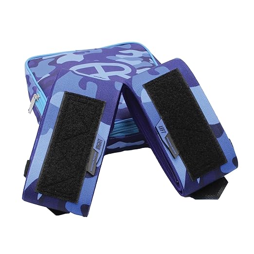 Elbow Wraps for Weightlifting - Heavy Duty Construction, 25% More Elasticity, Reinforced Stitching, Extra Wide Fastener, Easy to Adjust, (Blue Camo)