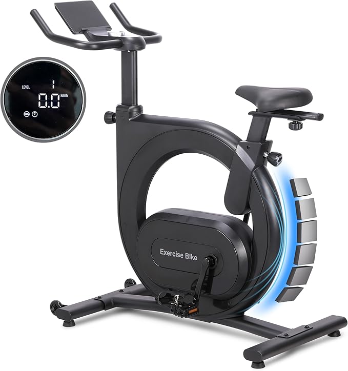 GarveeLife Stationary Bikes for Home, Electromagnetic Control Exercise Bike, Indoor Cycling Bike with Shuttle Smart Knob, Magnetic Resistance/Brake Pad, Low Noise with App, Upgraded Version Seat