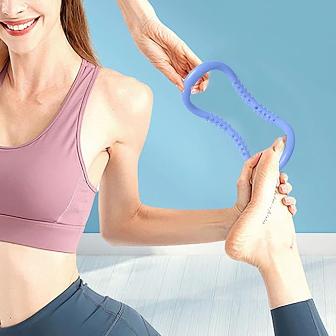 Yoga Pilates Circle Ring, Yoga Circle Stretch Resistance Ring Body Building Fitness Workout Tools for Training Neck, Back, Leg, Calf, Strengthen Chest, Thighs, Arms, Massage Point Design