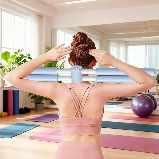 Yoga Stick - 355g Ergonomic Exercise Pole, Spine Support Stretcher, Balance Corrector Rod | Portable Neck Shoulder posturr Fix Tool for Gym Office Home Travel Pilates Training Daily Sitting Aid