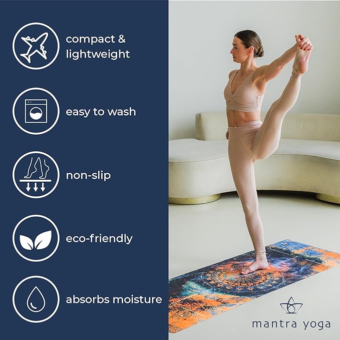Mantra Yoga Travel PRO 1.5mm with Knee Pad - Foldable Fitness & Exercise Mat with Bag | Lightweight, Compact & Eco-Friendly | Non-Slip & Washable | For All Types of Yoga | 72" L x 24" W | 2.6 lbs