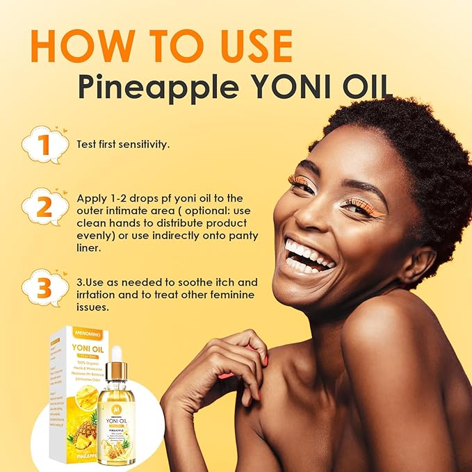 2 Pack Yoni Oil for Women - Organic Pineapple Feminine Oil, Feminine Deodorant - pH Balance - Eliminates Odor - Yoni Moisturizer, 100% Natural Essential Oil, 1 fl oz/pc (Pineapple)