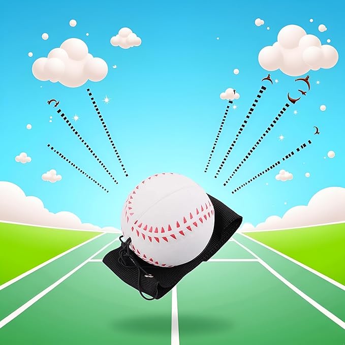 Jowxsx White Wrist Return Ball, 2.36 Inch Sports Wrist Balls on a String, Rubber Rebound Bouncy Wristband Balls on Elastic String Sports Reaction for Wrist Exercise or Play (Tennis, Baseball)