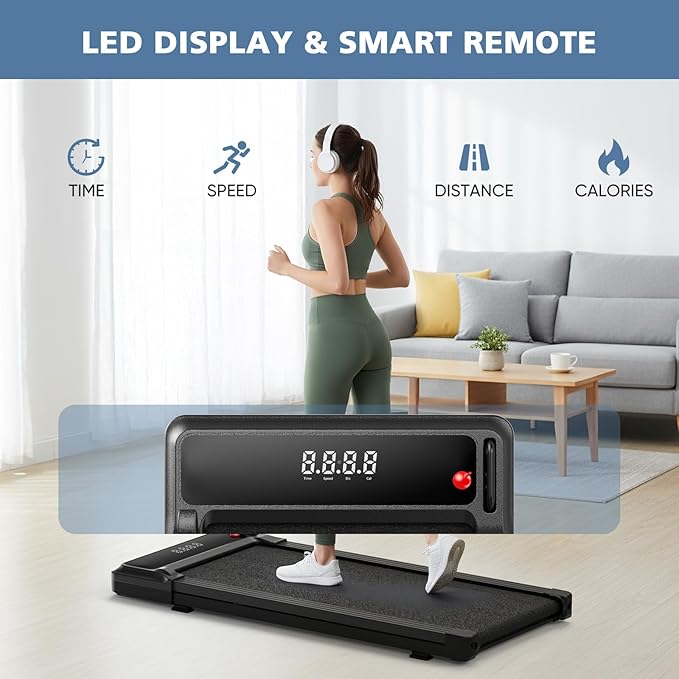 OLIXIS Walking Pad Treadmill for Home, Under Desk Treadmill for Small Space, Portable Design for Home Office Workouts, LED Display with Remote Control, Low Noise