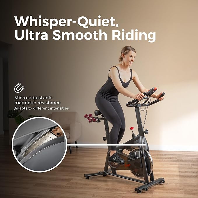 Sunny Health & Fitness Smart Magnetic Cycling Bike with Free SunnyFit App Connection, Stationary Indoor Cardio Exercise Equipment