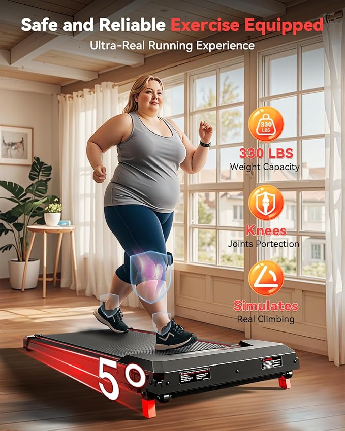 Walking Pad with Incline,XBD Under Desk Treadmill for Home Small Office,2.5HP Low Noise Portable Treadmill with 330 Lbs Capacity,Remote Control and LED Display
