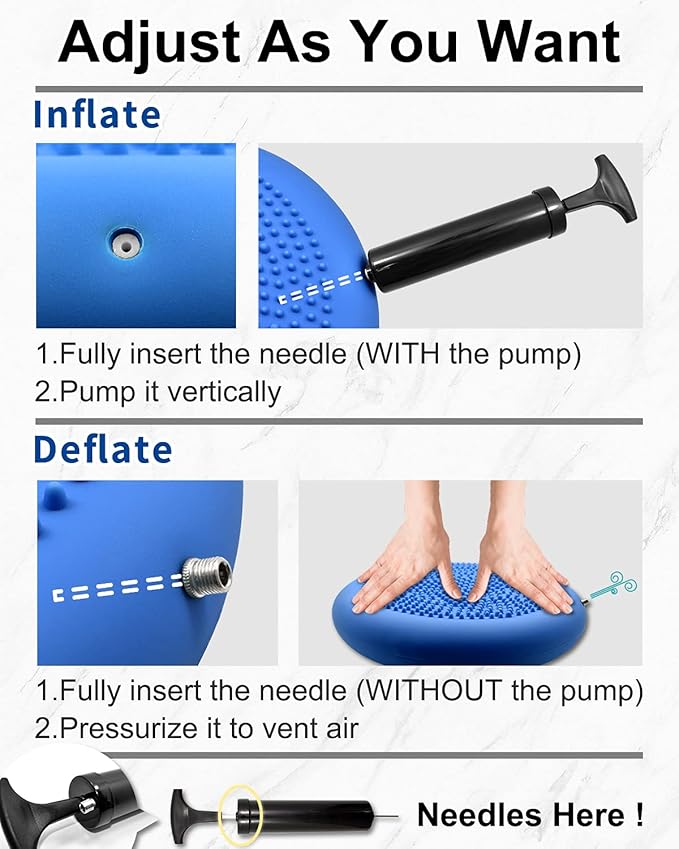 Tumaz Wobble Cushion - Wiggle Seat to Improve Sitting Posture & Stay Focused for Sensory Kids, Balance Disc to Core Strength & Flexible Seating [Extra Thick Balance Board, Pump Included Wobble Board]