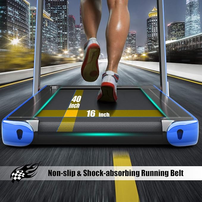 Goplus 2 in 1 Folding Treadmill with Dual Display, 2.25HP Superfit Under Desk Electric Pad Treadmill, Installation-Free, Blue Tooth Speaker, APP Control, Remote Control, Walking Jogging for Home