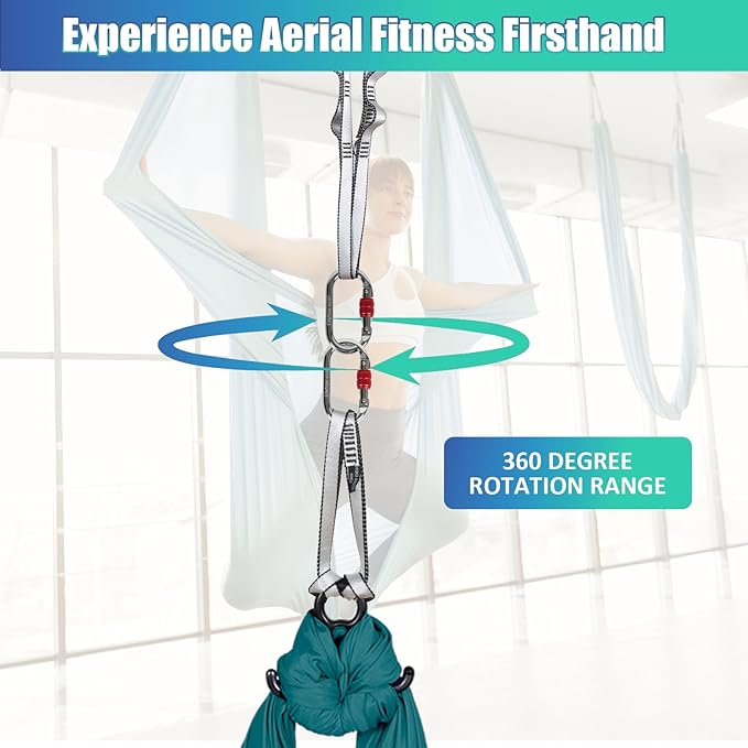 Aerial Silks Kit & Aerial Yoga Hammock - 11Yd Premium Fabric with Hardware - Easy Setup for Flying Yoga, Aerial Swing & Fitness - Supports Up to 14ft Rigging
