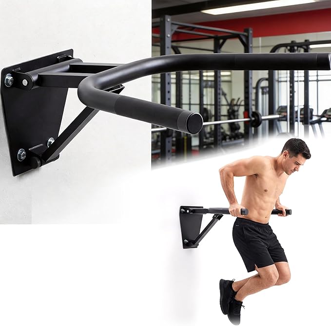 Zonon Wall Mount Dip Station Dip Bar Heavy Duty Wall Mount Pull up Bar for Home Gym Power Strength Training Workouts L Sits Knee Raises Gymnastics and Upper Body Fitness Training Max Capacity 400 lb