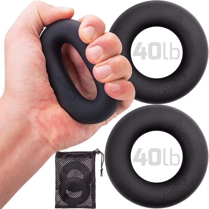Grip Strength Trainer Rings, Rock Climbing & Bouldering, Jujitsu Grip Strength, BJJ Trainer, Hand Grip, Forearm, and Wrist Strengthener, Stress Relief, Convert PushX3 Pushup Equipment to Stable Pushup Stands