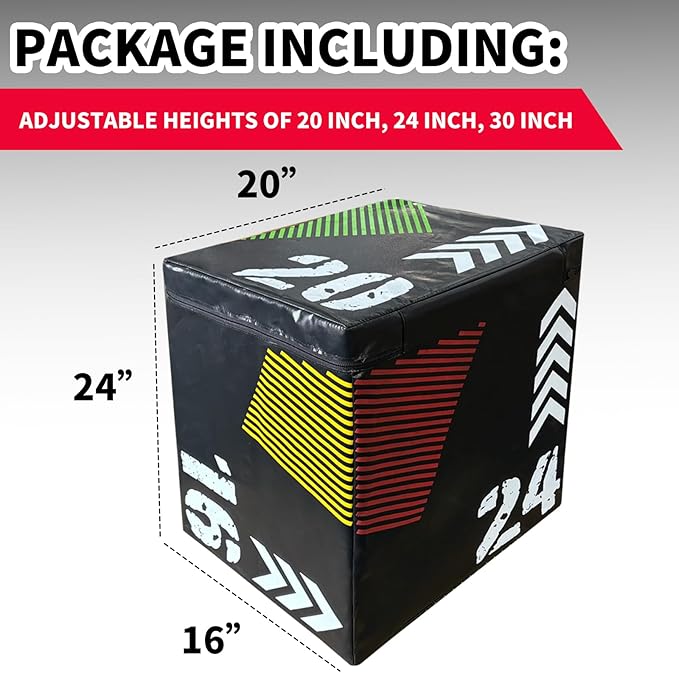 GarveeLife Plyometric Jump Box, Heavy-Duty Steel Plyo Boxes with Rubber Pad for Home Gym, Jump Platforms Step Up Box, Jump Trainers Conditioning Strength Training with Sizes 12", 18", 24", 30"