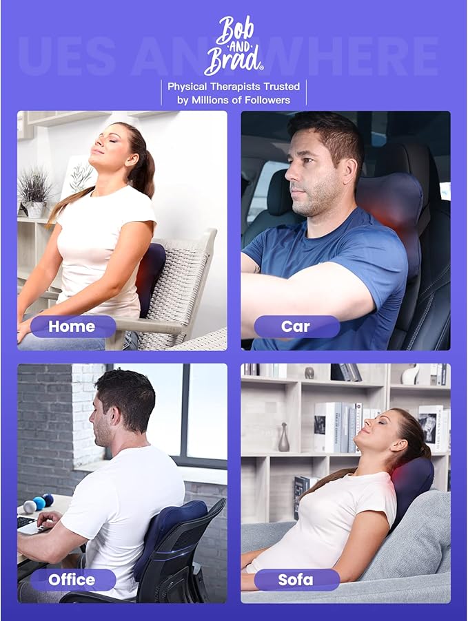 BOB AND BRAD Cordless Back Massager with Heat FSA Eligible HSA, Shiatsu Back Massager for Pain Relief Deep Tissue, 3D Kneading Massage Pillow for Pain Relief, Soothing Full-Body Relief for Family