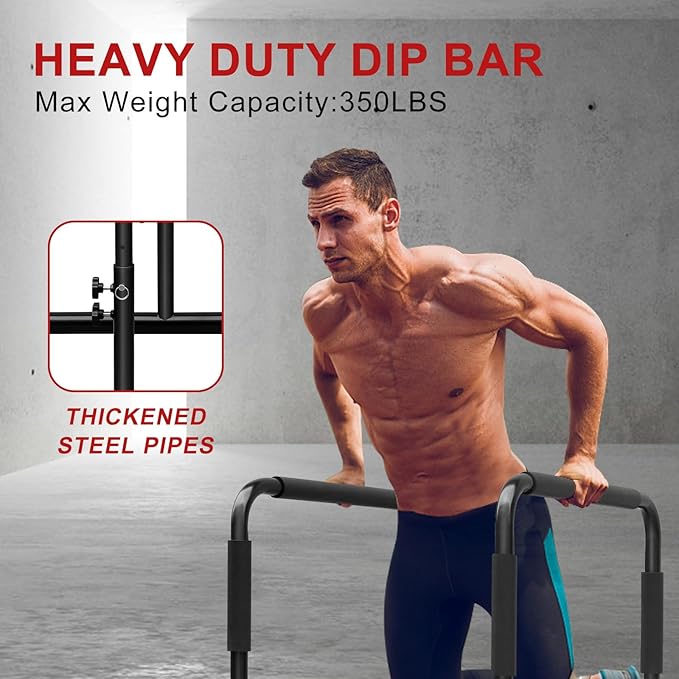 Dip Bars L-Sits Parallel Bars Adjustable Strength Training Fitness Dip Stand for Home Gym, Functional Full Body Exercise for Tricep Dips