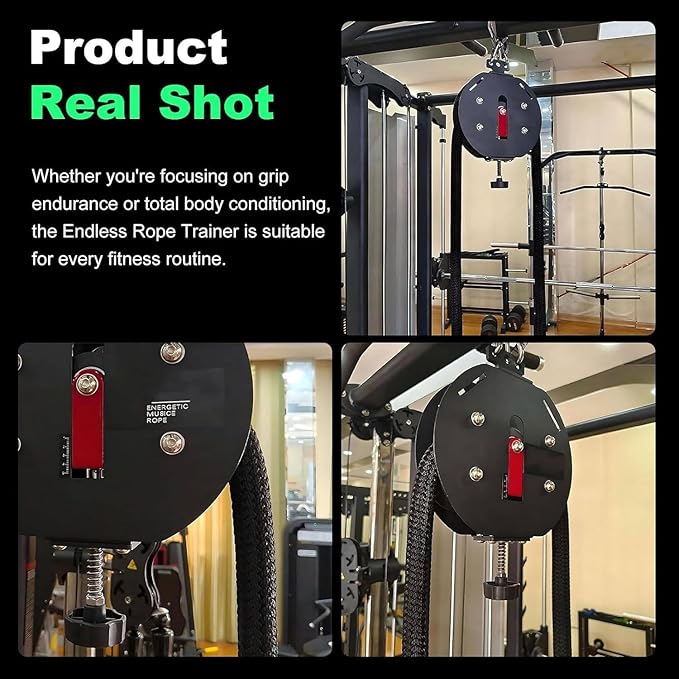 Resistance Trainer Machine, Endless Rope Trainer, 30KG/66LBS Max Adjustable Resistance, Suspension Endless Rope Pulley System, 4m Closed-Loop Nylon Rope, for Interval Resistance Training Red