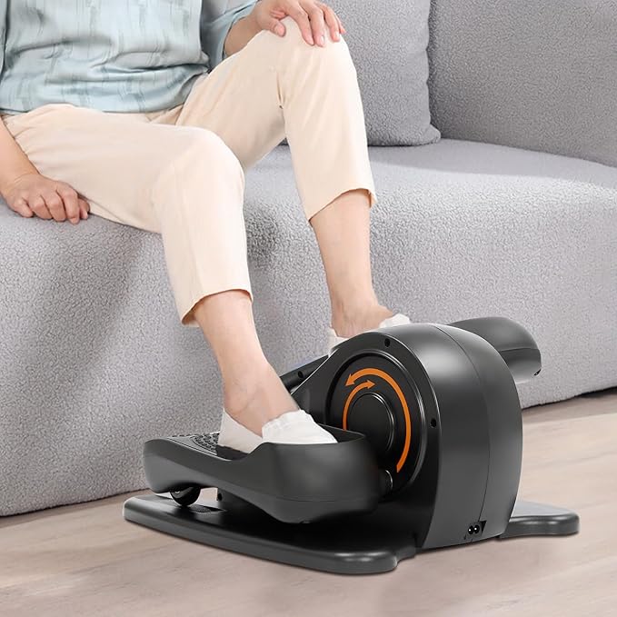 Elliptical Machine, ABS Under Desk Elliptical Machine with Stand Up to 55.12 LBS, LCD Display Monitor Motorized Elliptical Trainer Have Touch Screen and Remote Control for Home, Gym, Office.