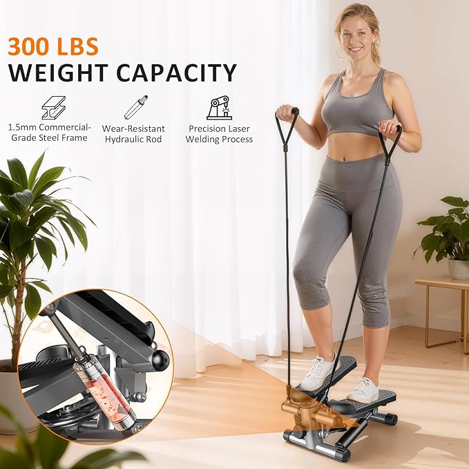 AidolyMini Stepper Machine for Indoor Fitness, Portable Home Gym Stepper for Full Body Workout, 300LBS Capacity