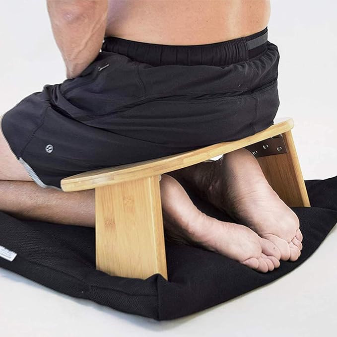 Portable Meditation Bench, Bamboo Meditation Stool Folding Knee Seat Bench Ergonomically Shaped Booster Seat - Esoteric Gifts