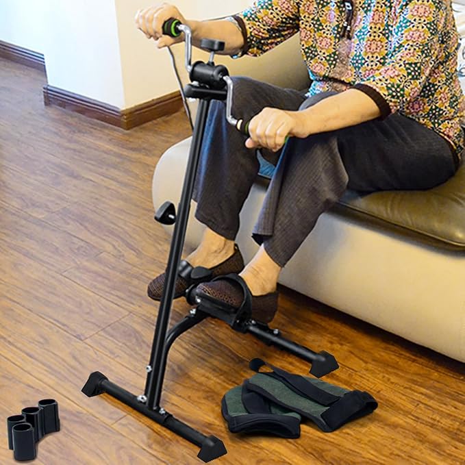 Pedal Exerciser Bike, Elderly Exercise Bike,Hand Arm Leg Knee Peddler, Adjustable Fitness Equipment for Seniors, Elderly Home Pedal Exercise Bike for Total Body Black