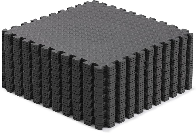 Yes4All 24SQFT-120SQFT Puzzle Exercise Mat for Home Gym, EVA Interlocking Foam Floor Tiles with Border for Workout Equipment