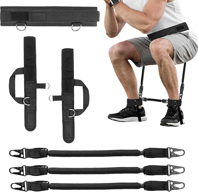 Vertical Jump Trainer Equipment Leg Bounce Trainer Device Speed and Agility Resistance Bands with Ankle Straps & Belt Leg Extension Machine for Boxing Basketball Football Tennis Fencing Training