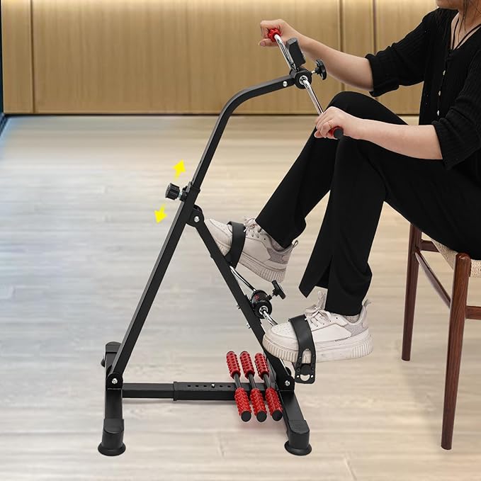 Pedal Exerciser Bike, Arm, Leg & Knee Exercising Equipment, Floor Peddler Exerciser for Elderly, Q195 Steel Leg Swing Exercise, for Adults, Elder, for Indoor Fitness (Black)