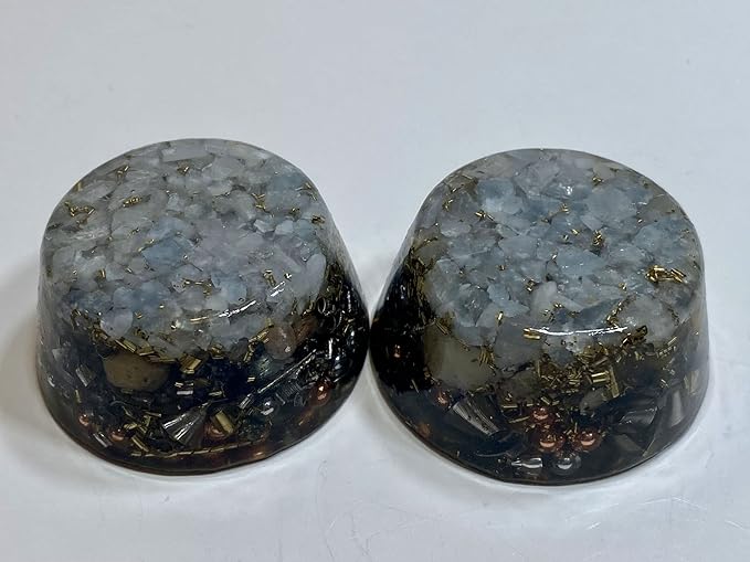 Calcite Blue Orgone Generator Energy Accumulator 528Hz/7.83Hz/Advance Harmonics Many Beautiful Ingredients and Colors!(Calcite Blue)
