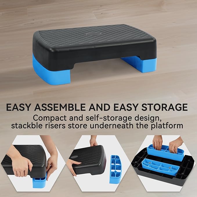 18" Aerobic Exercise Step Platform, Lightweight Portable Step Up Platform Trainer, Adjustable Height 3.9”5.9” for Home Gym