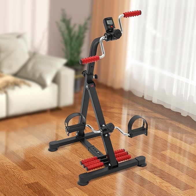 Pedal Exerciser Bike, Arm, Leg & Knee Exercising Equipment, Floor Peddler Exerciser for Elderly, Q195 Steel Leg Swing Exercise, for Adults, Elder, for Indoor Fitness (Black)