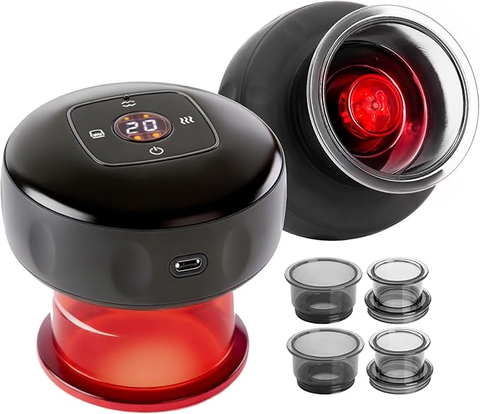 UOTT Original 20 Levels Cupping Kit for Massage Therapy (2PCS),5-in-1 Smart Dynamic Cupping Set with Red Ligh-t Therapy&Heat Penetrates for Targeted Pain Relief, Knots, Aches, Muscle Soreness