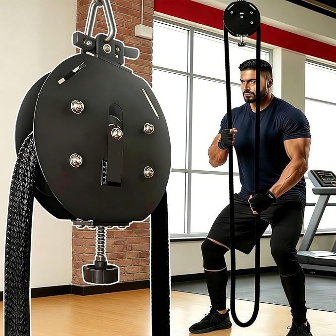 Endless Rope Trainer Adjustable Resistance Infinity Pulley System with Closed-Loop Nylon Rope Suspension Fitness Machine for Interval Strength