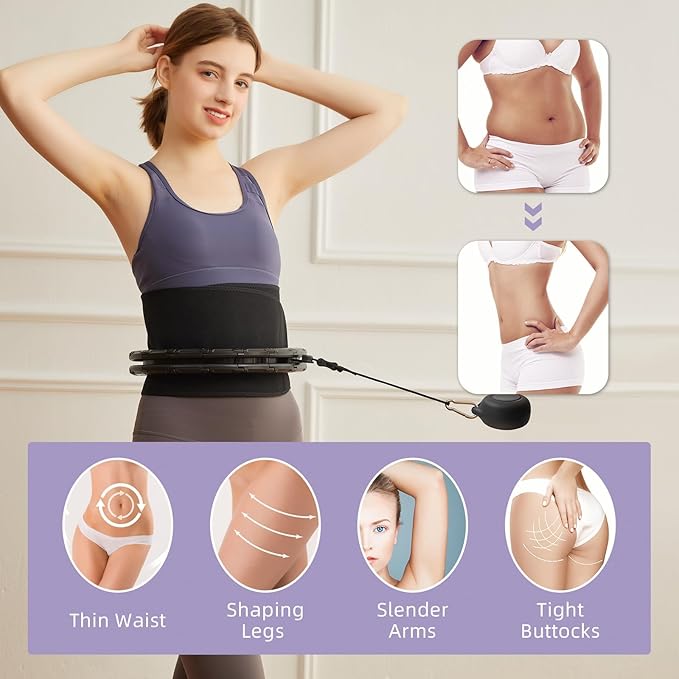 Weighted Fit Hoop Plus Size with Extra Sweat Belt for Adult Weight Loss, 32 Detachable Links Smart Fitness Hoop, Fitness and Massage 2 in 1, Great for Adults and Beginners