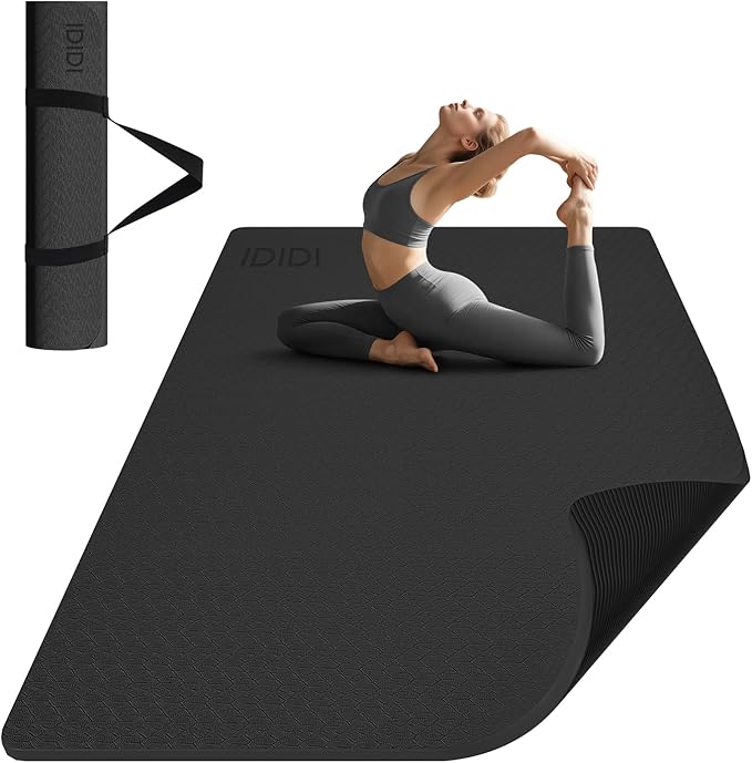 Large Yoga Mat (6'x 4') - Extra Long and Wide Workout Mat for Men and Women,Non-Slip POE 0.32''/0.4'' Thick Fitness Mat, Eco-Friendly, Thick Wide Exercise Mat for Home Workouts,Ideal for Yoga and Pilates.