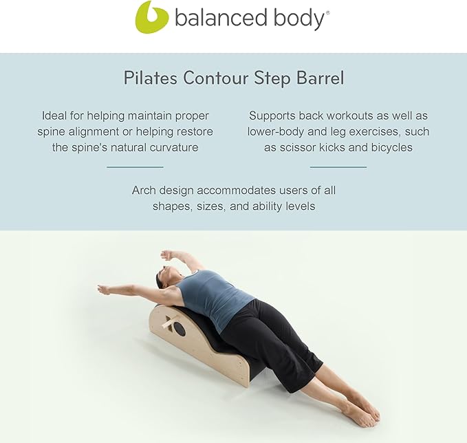 Balanced Body Contour Step Barrel, Ergonomic Spine Corrector with Curved Foam Padding, Back-Stretcher Device, Spine Stretcher, Pilates Exercise Equipment for Home Gym or Studio Use