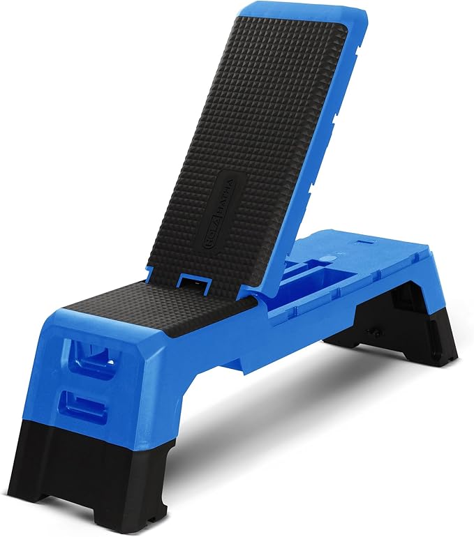HolaHatha Compact Portable Aerobic Step Platform Exercise Fitness Equipment, Cardio Stepper with Adjustable Height for Home Gym
