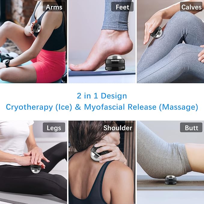 Ice Roller Ball, Cryosphere Cold Massage Roller Ball, Hot/Cold Therapy, Myofascial Release, Muscle Recovery, Trigger Point & Deep Tissue Muscle Relief, for Neck, Back, Shoulders, Arms, Legs, Foot etc