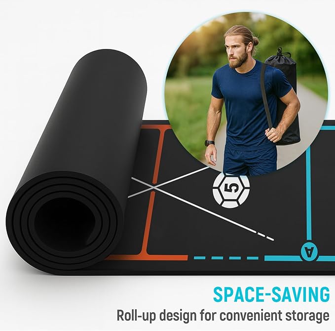 Soccer Training Mat with Integrated Ladder & Cones | 4-in-1 Football Footwork Agility Trainer for Team Practice | Non-Slip Speed & Ball Control Exercise Mat