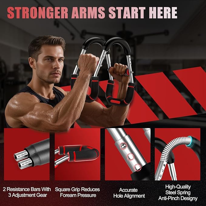 2025 Pro Twister Arm Trainer, 90-150lbs Adjustable Power Twister Bar, Chest Shoulder Arm Workout Equipment, Portable Detachable Upper Body Fitness Machine for Home & Gym
