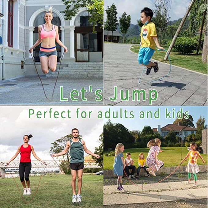 Jump Rope for Kids, Adjustable Toddler Skipping Rope with Wooden Handle, 8.5ft Child Jumping rope for Girls and Boys Workout Outdoor Activity