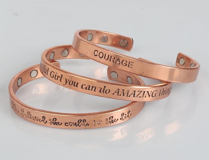 Touchstone copper bracelets | gift for men women |adjustable 100% pure solid real magnetic jewelry | handmade bracelet set combo | rope braided tibetan bangles.