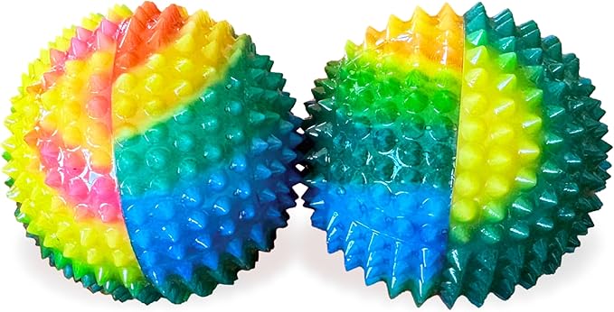 2X Spiky DBT Skill Balls | 2inch | Magnetic Stress Relief Balls | Spiky Massage Balls for Relaxation, Tension Release, Focus & Mobility (Rainbow)