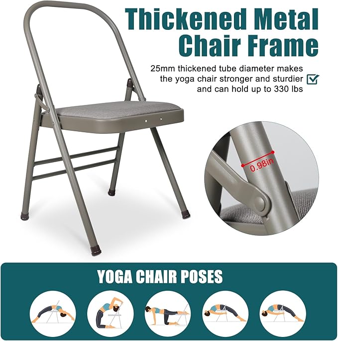 INNOLIFE Foldable Backless Yoga Chair with Resistance Band for Abs & Core, Flexibility and Strength Training and Back Pain Relieving