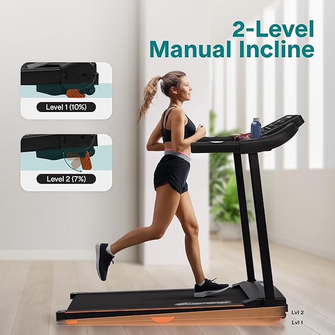 SereneLife Treadmill with Incline & Handle Bars | Compact Portable Walking Pad & Treadmill for Home/Apartment | Wide Running Belt 40" x 16" | Includes Workout Trainer Program with Bluetooth App