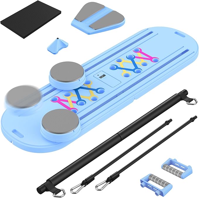 Pilates Board, Newest Multi-Purpose Portable Pilates Reformer Machine for Home, Foldable at Home Pilates Kit, Pilates Board for Home Workout Fitness Exercise, Abs, Pilates Equipment