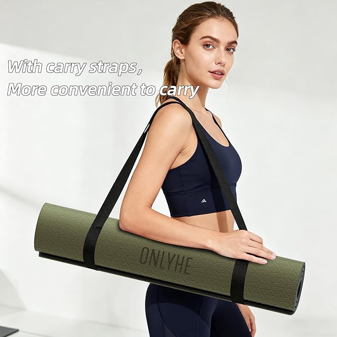 Yoga Mat Thick(10mm) Exercise Mat Non Slip Anti-tear,72"x35" Extra Large Pilates Mats for Home Workouts, Gym & Floor Stretching with Carrier Strap