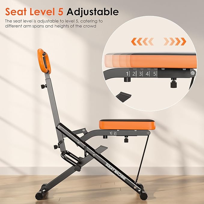 SogesGame Squat Machine for Home, 2 in 1 Squat Rowing Machine, Foldable Leg Training Machine, Squat Trainer for Glutes & Legs Workout