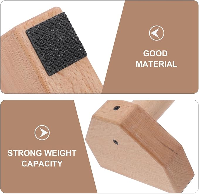 Cabilock 2 Pcs Strong Stability Wooden Push Up Bars with Anti-slip Bottom Smooth Grip Handles for Indoor and Outdoor Strength Training Pushup Stands for Abdominal and Full Body Workout