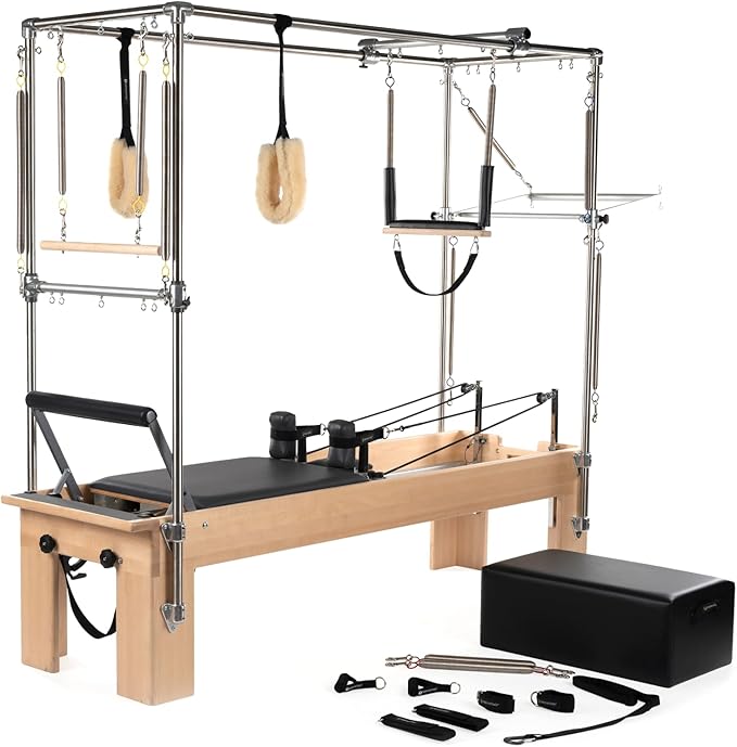 Balanced Body Pilates Reformer with Revo Footbar and Trapeze Combination, Pilates Exercise Equipment, Workout Equipment for Home or Studio